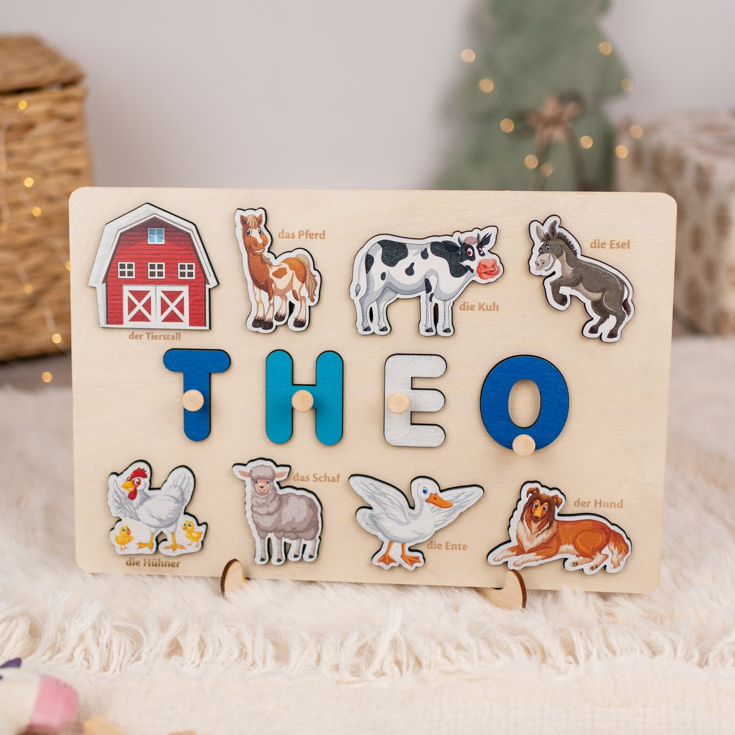 Personalized Wooden Puzzle with Name | Farm | Set 2