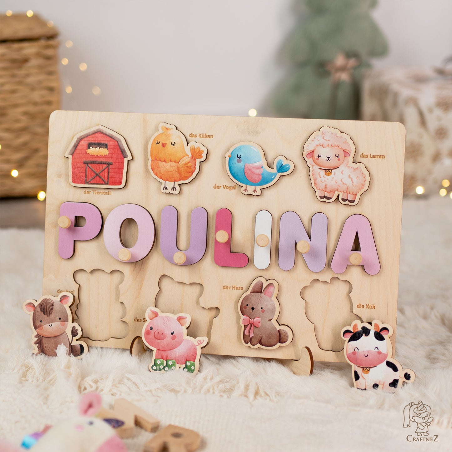 Personalized Wooden Puzzle with Name | Farm