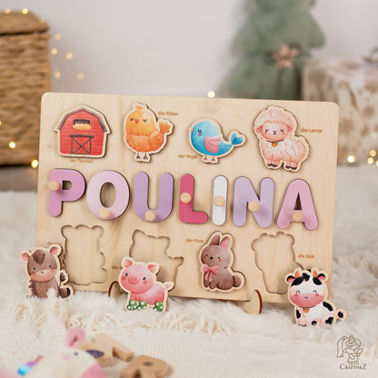 Personalized Wooden Puzzle with Name | Farm