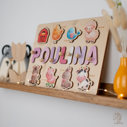 Personalized Wooden Puzzle with Name | Farm