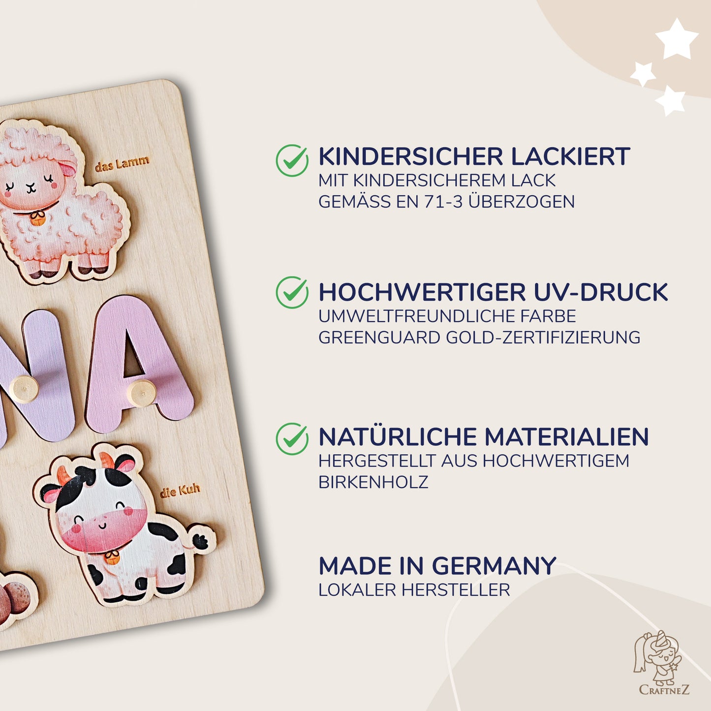 Personalized Wooden Puzzle with Name | Farm