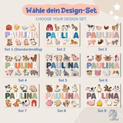 Personalized Wooden Puzzle with Name | Farm