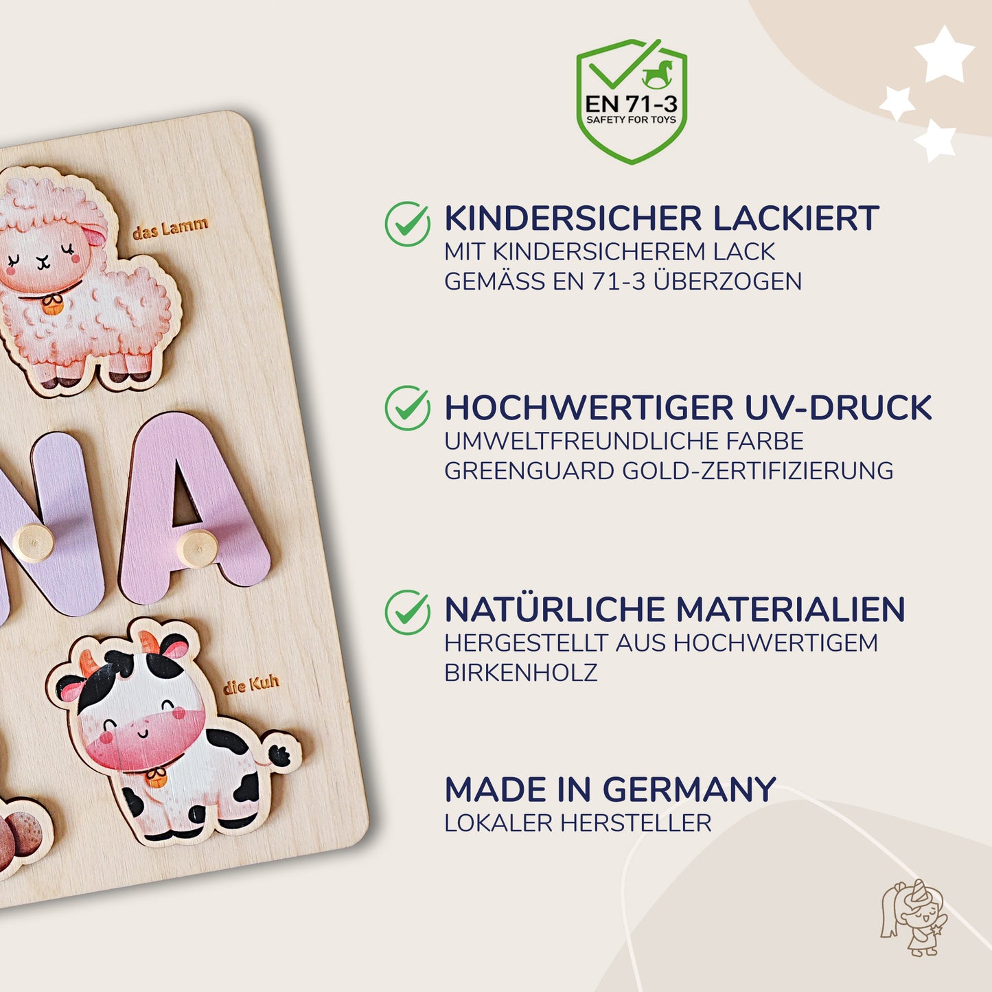 Personalized Wooden Puzzle with Name | Farm | Set 6