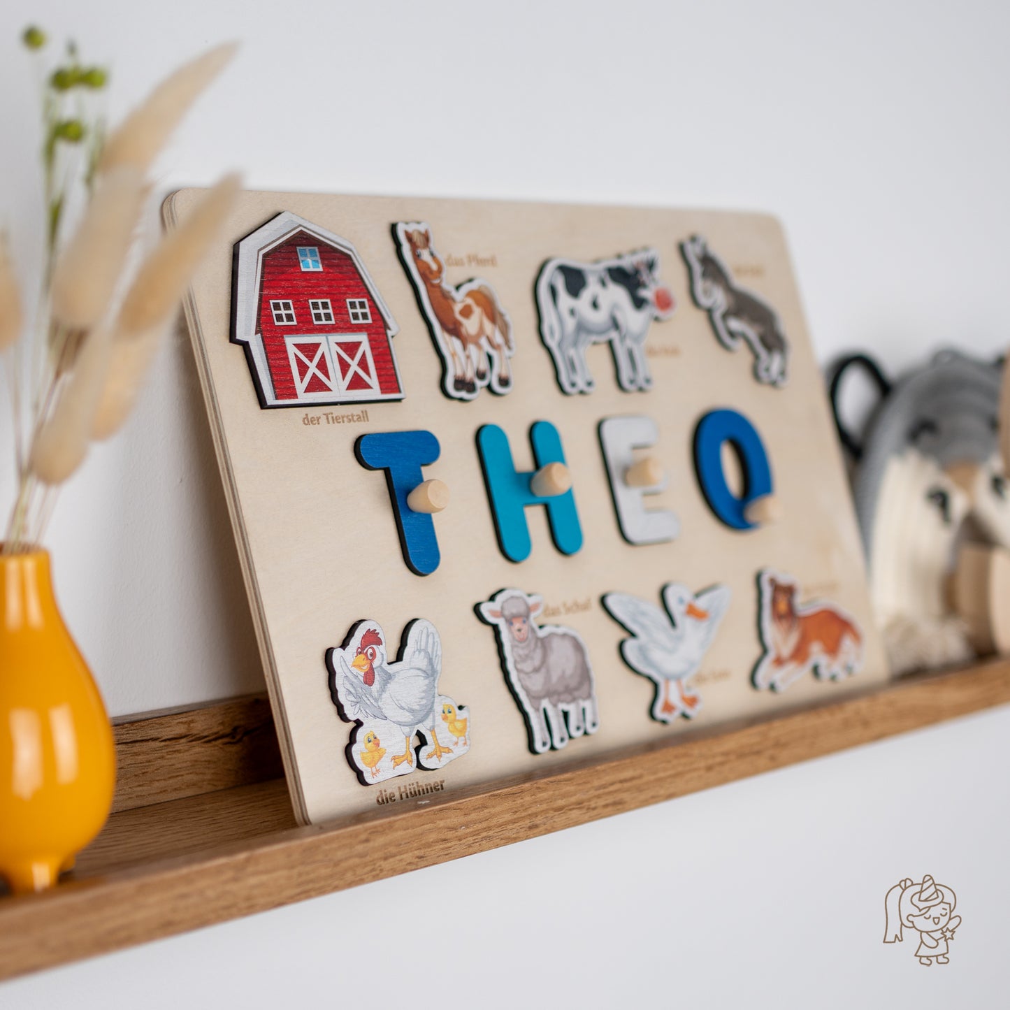 Personalized Wooden Puzzle with Name | Farm | Set 2