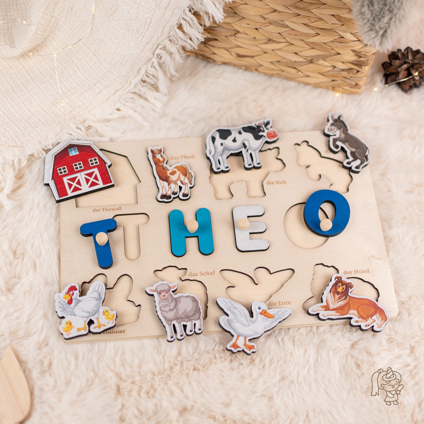 Personalized Wooden Puzzle with Name | Farm | Set 2