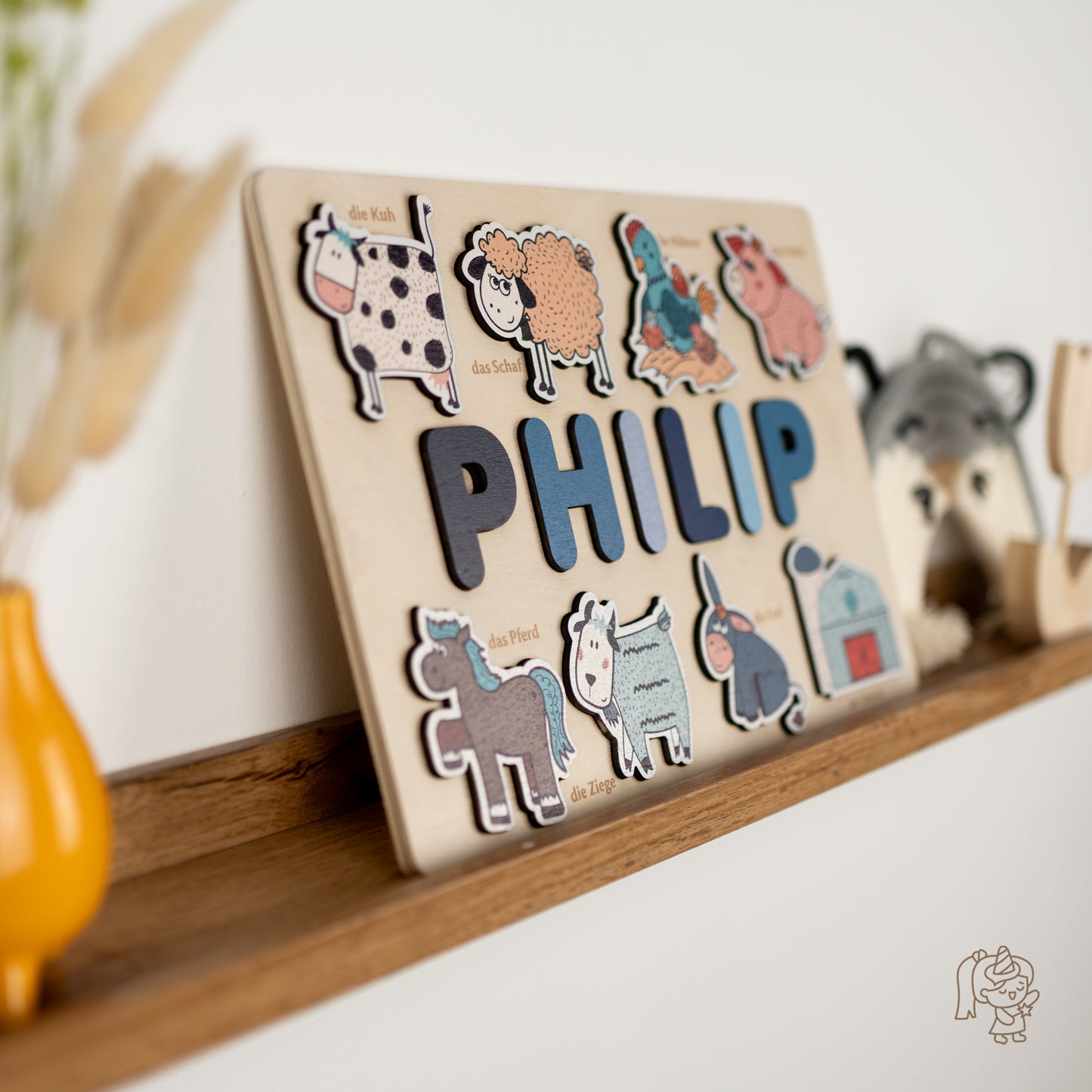 Personalized Wooden Puzzle with Name | Farm | Set 5
