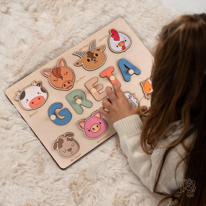 Personalized Wooden Puzzle with Name | Farm | Set 6