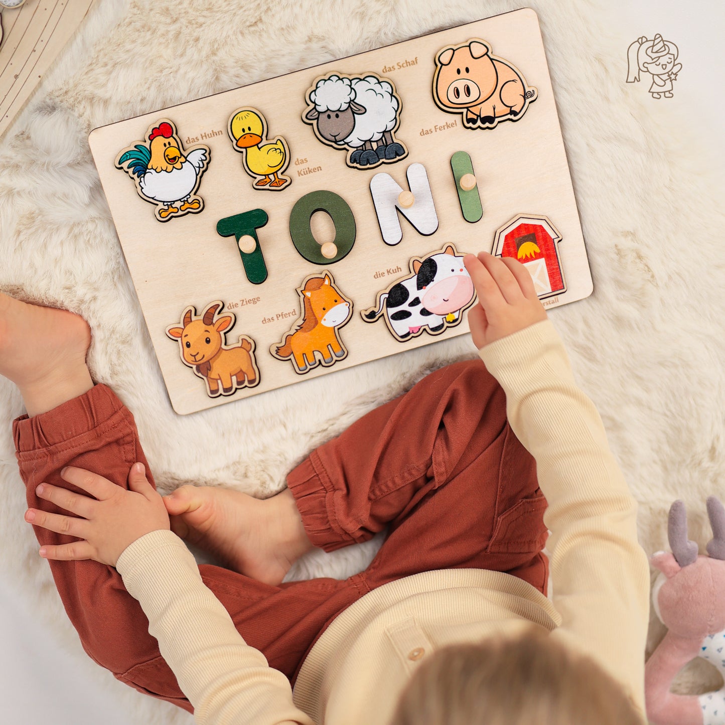 Personalized Wooden Puzzle with Name | Farm | Set 7