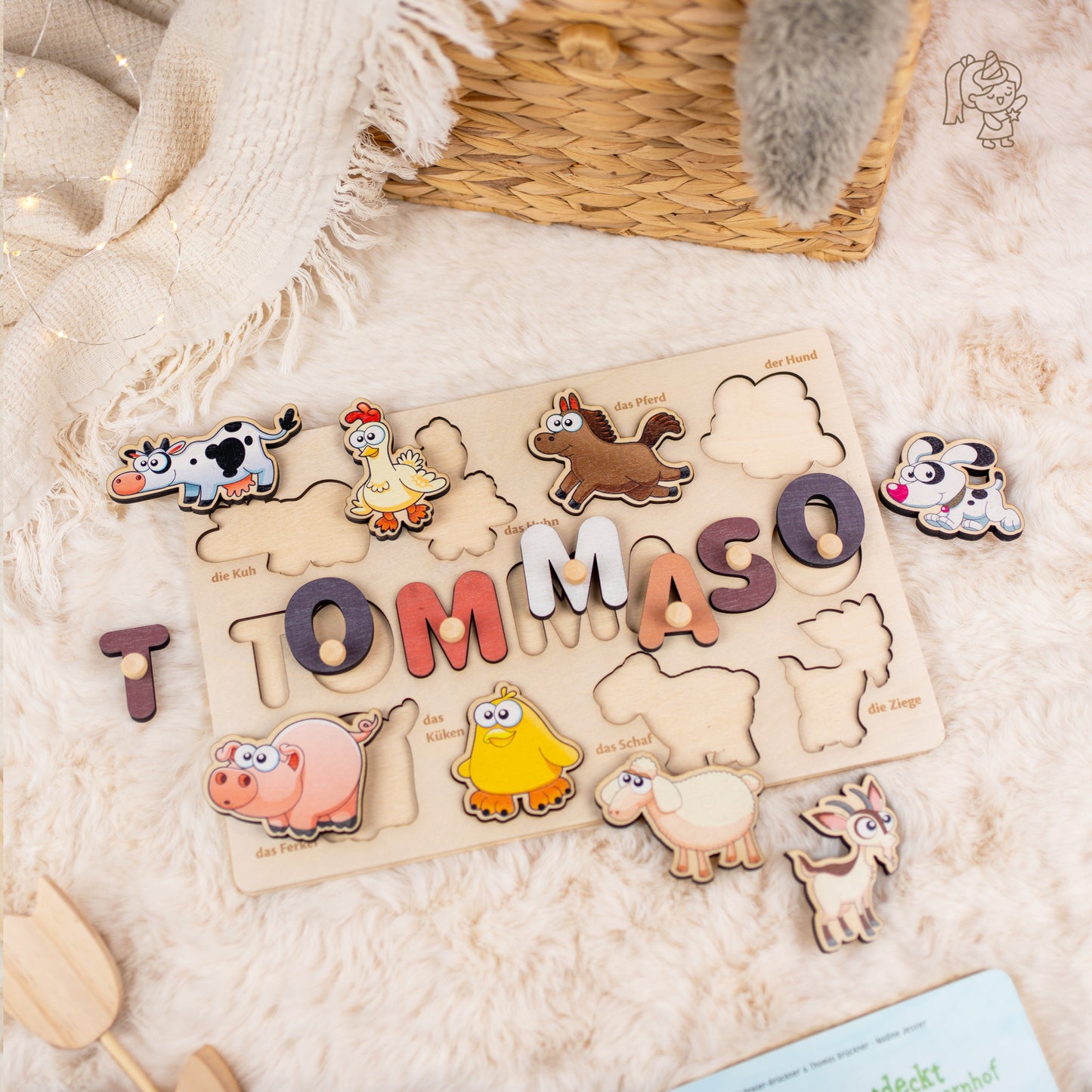 Personalized Wooden Puzzle with Name | Farm | Set 9