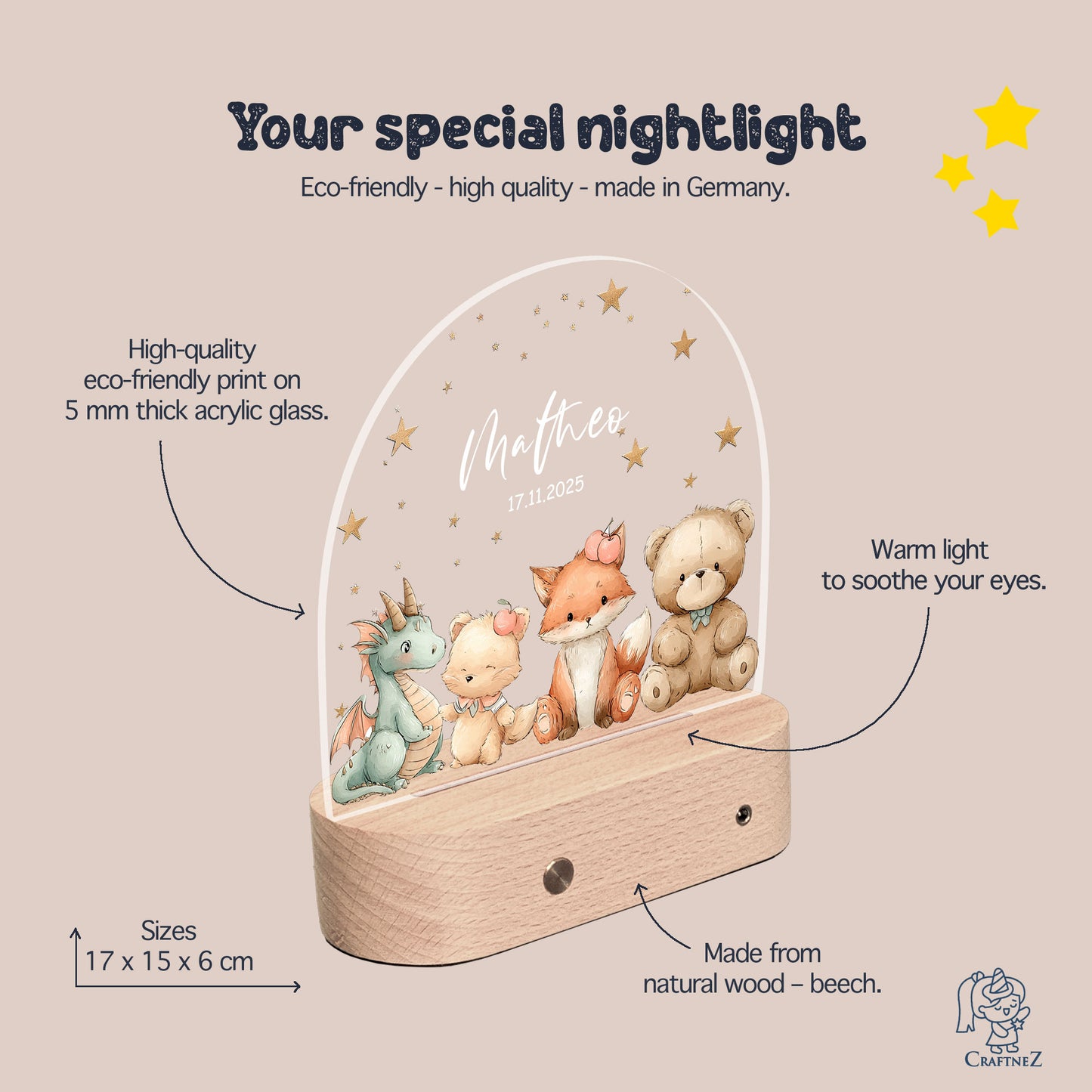 Personalized Night Light with Name | Dreamland Friends
