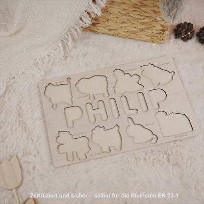 Personalized Wooden Puzzle with Name | Farm | Set 5