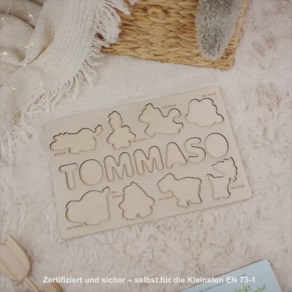 Personalized Wooden Puzzle with Name | Farm | Set 9