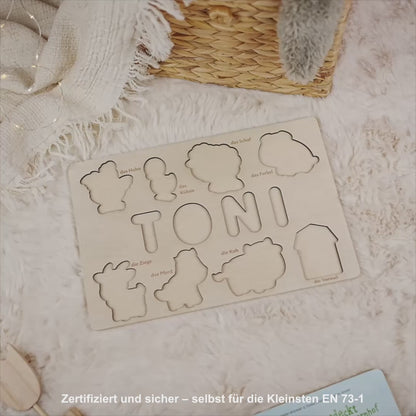 Personalized Wooden Puzzle with Name | Farm | Set 7