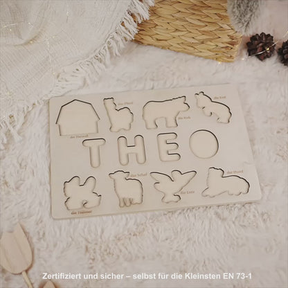 Personalized Wooden Puzzle with Name | Farm | Set 2